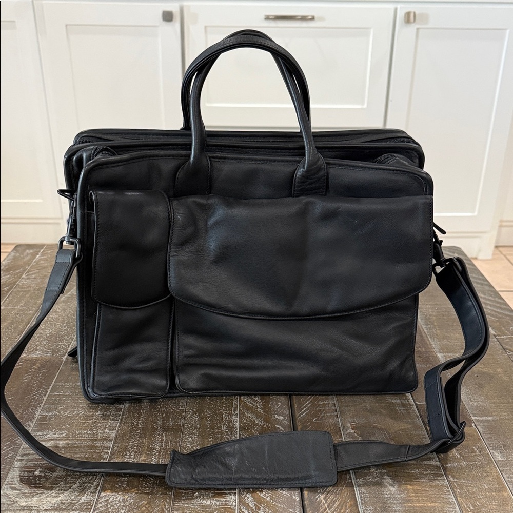 VTG Franklin Quest 1465-6117 Full Grain Nappa Leather Briefcase Black - Korea
